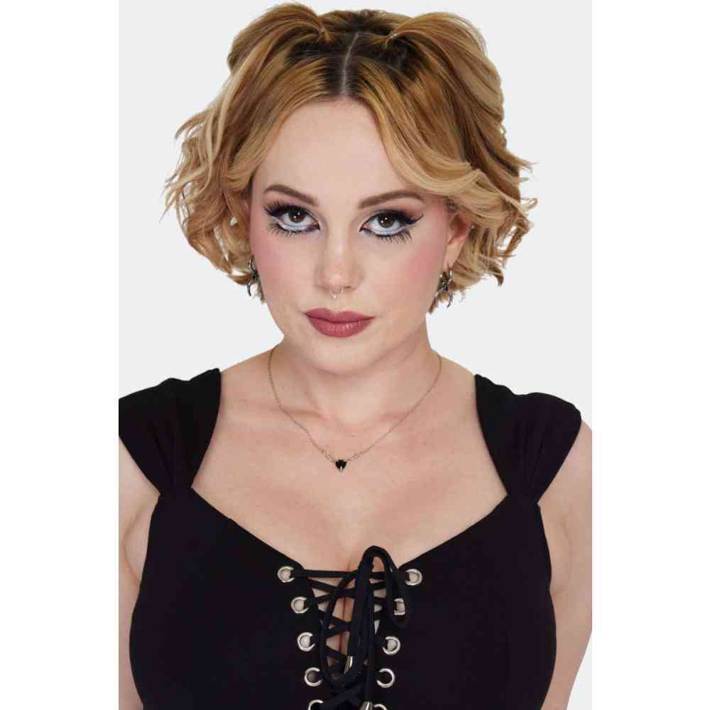 Jawbreaker - Onyx Crescent Moon Drop Earrings - Silver coloured
